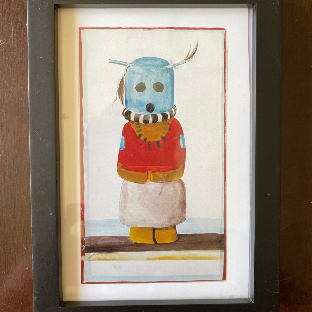 Kachina doll print in black frame